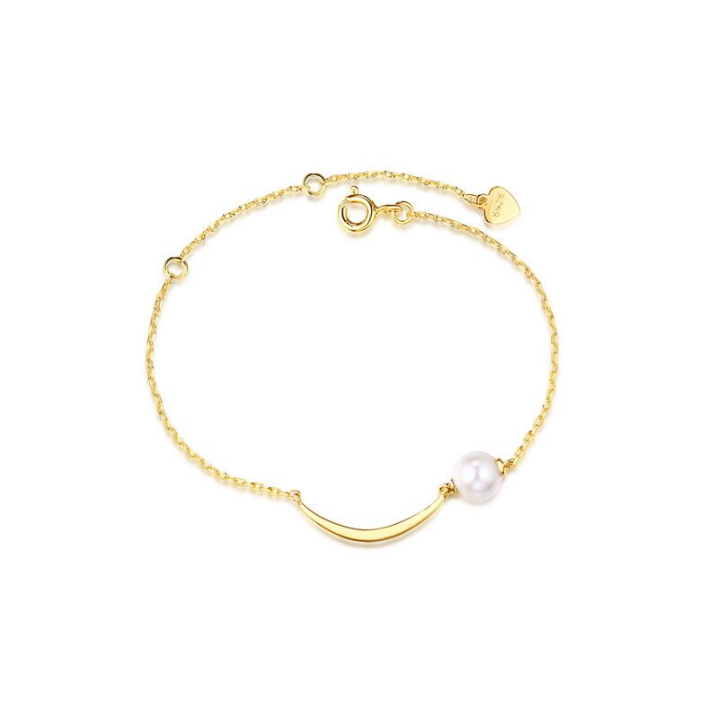 Pearl S925 Sterling Silver Bracelet with 9k Yellow Gold Plating